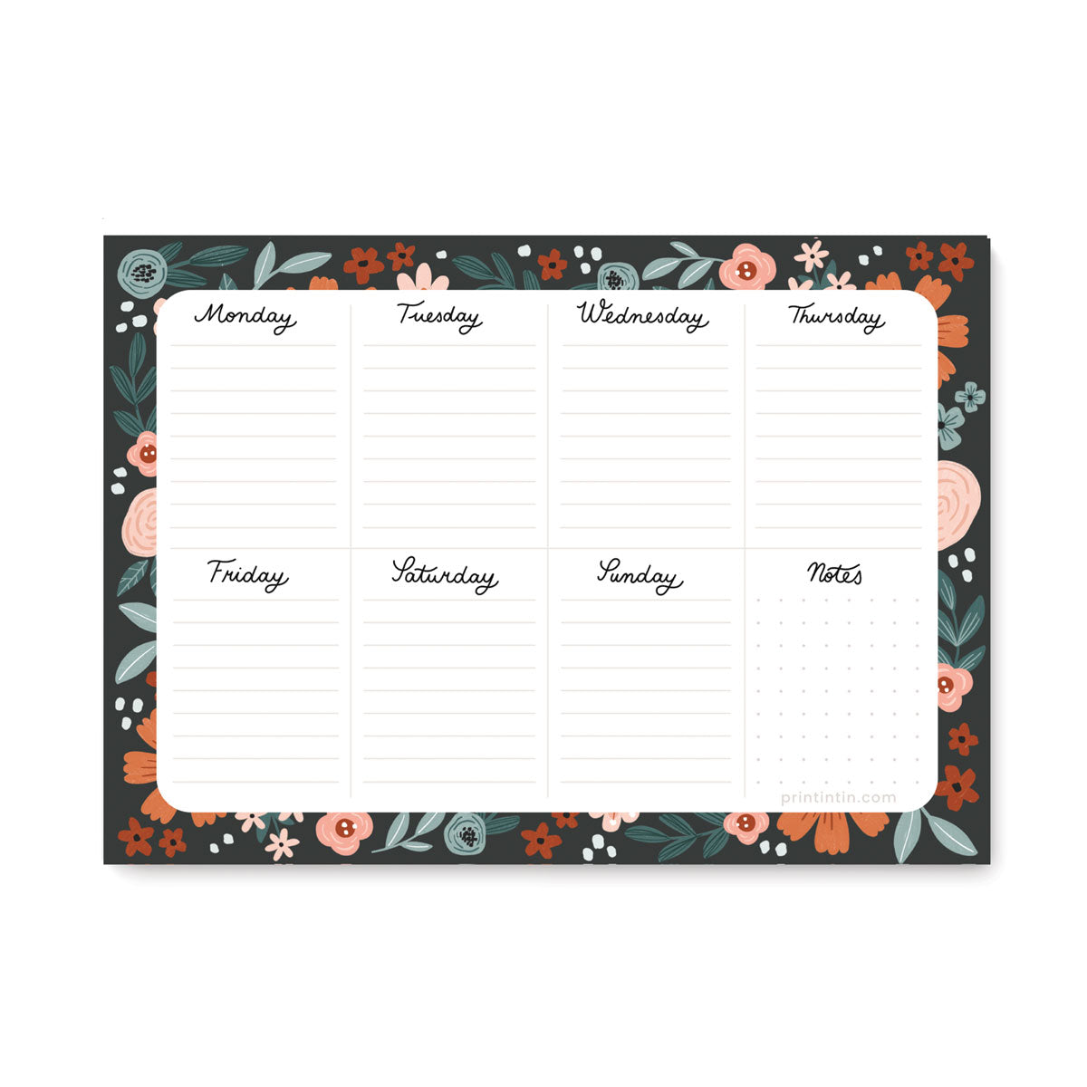Daisy Floral A5 Weekly Planner, 54 pages