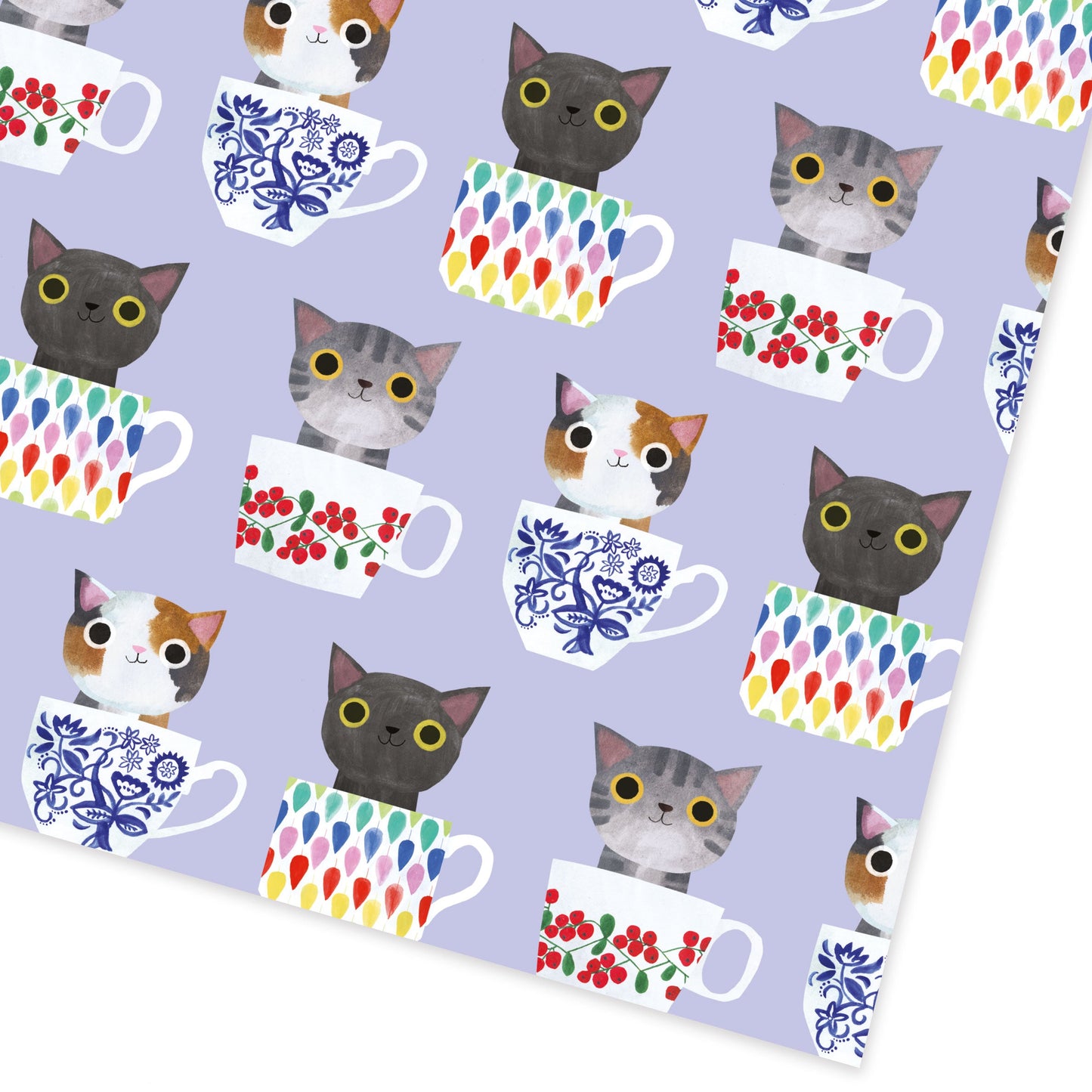 Tea Cup Cats Gift Wrap 