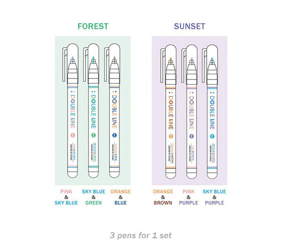 Double Line Pen Set, Forest