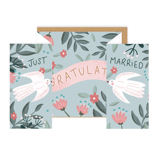 Just Married Panoramic Wedding Greeting Card