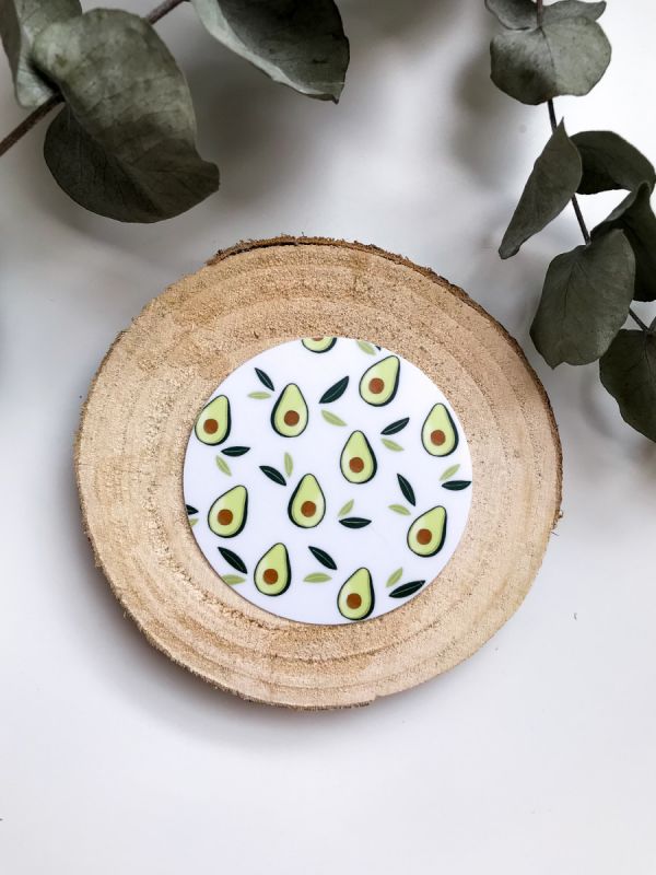 Avocado Pattern Round Waterproof Sticker, ⌀ 6 cm