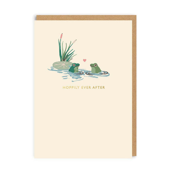 Hoppily Ever After Wedding Greeting Card with Frogs, A6