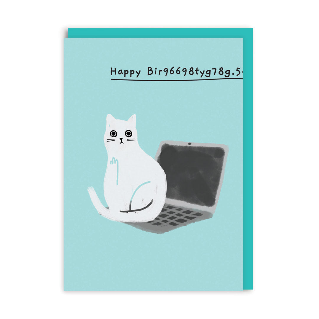 Happy Bir9669.. Laptop Cat Birthday Card, A6