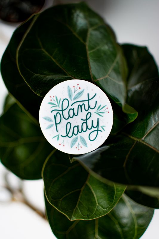 Plant Lady Round Waterproof Sticker, ⌀ 6 cm