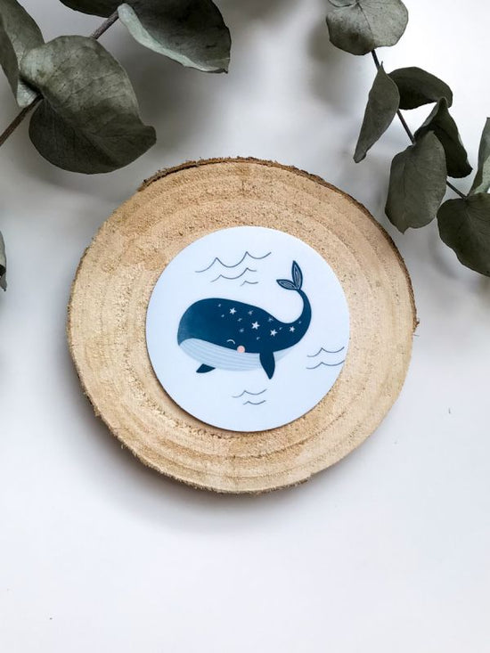 Whale Hand Drawn Round Waterproof Sticker, ⌀ 6 cm