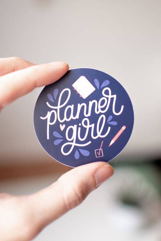 Planner Girl Round Waterproof Sticker, ⌀ 6 cm