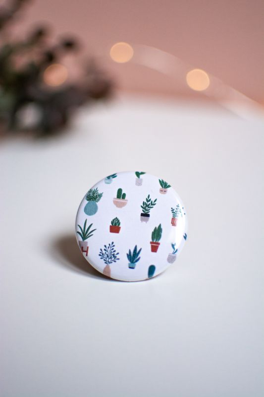 House Plants Illustrated Button Pin, ⌀ 37 mm