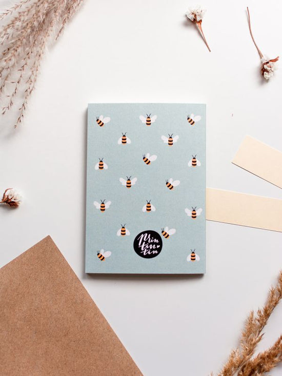 Bee Pattern A6 Blank Notebook, 60 pages