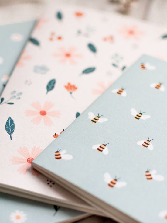 Bee Pattern A6 Blank Notebook, 60 pages