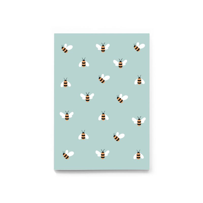 Bee Pattern A6 Blank Notebook, 60 pages